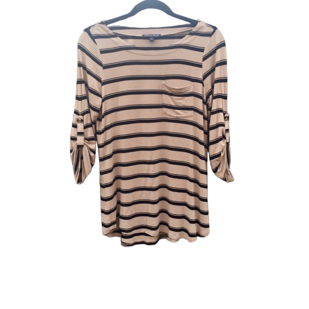 Cable & Gauge Shirt Preppycore Striped Neutral Top Sz. M